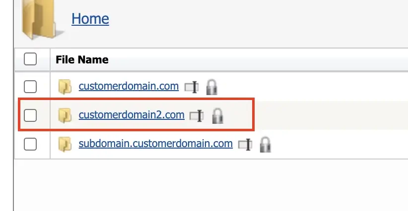 websitepanel domain folder